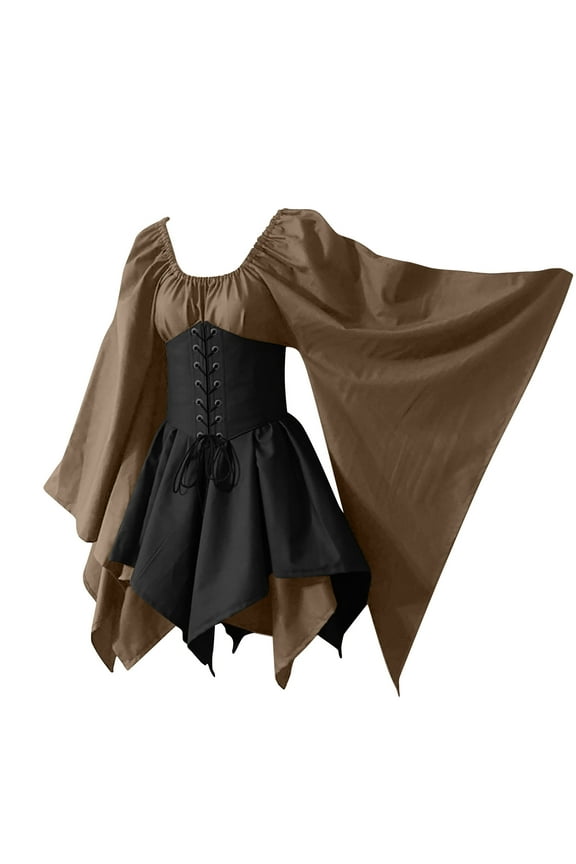 Women Vintage Corset Dress Solid Color Corset Midi Dress Winter Plus Size Dress Fit and Flare Cocktail Dress Lace Up Midi Dress gothic dress