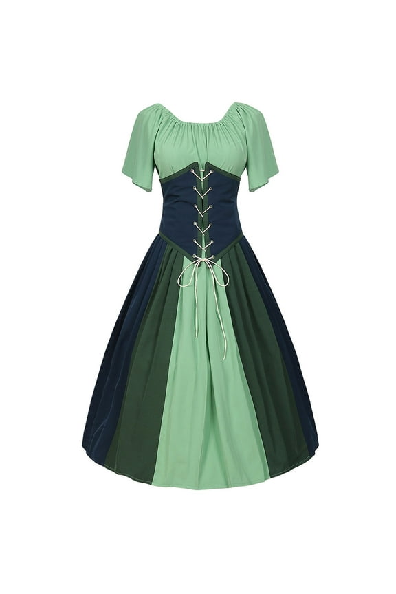 Women Vintage Corset Dress Solid Color Corset Midi Dress Winter Plus Size Dress Fit and Flare Cocktail Dress Lace Up Midi Dress wedding after party dress for bride