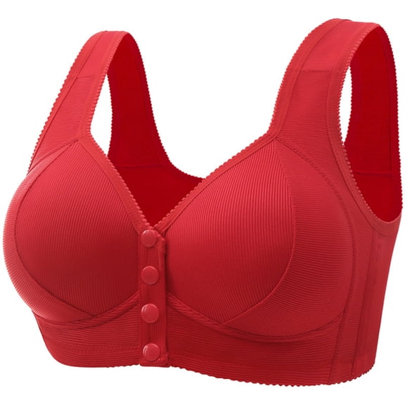 UPPADA Comfortable Front Closure Bras for Women No Underwire Full Coverage Support Comfy Back Full Push up Seamless Bras Red,40