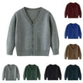 thumbnail image 1 of lcziwo Toddler Boy Girls Cardigan Soild Color Long Sleeve V Neck Outerwear Fall Winter Knit Button Sweater Cardigans, Navy, 11-12 Years, 1 of 7