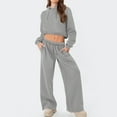 thumbnail image 1 of UPPADA Comfy Matching Set,Women's 2 Piece Sweatsuit Cropped Hooded Pullover Tops Long Sweatpants Set Fall Outfits Dressy Hoodies Oversized Solid Lounge Set Gray,L, 1 of 7