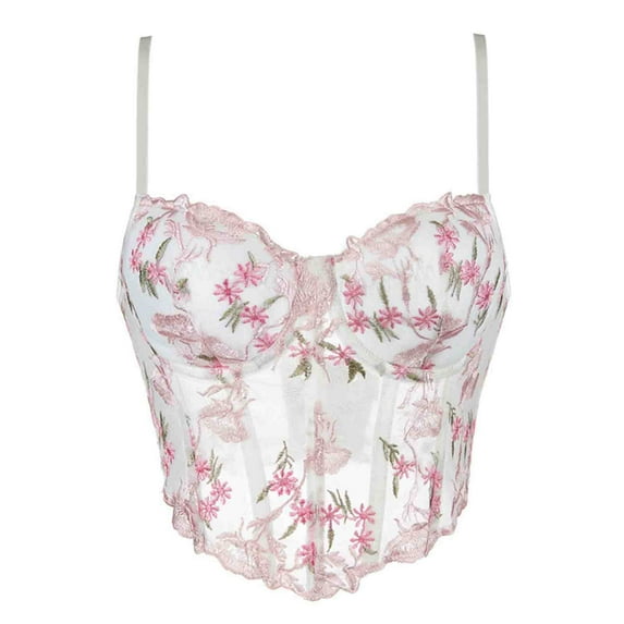 UPPADA Corset Tops for Women Plus Size Clearance,Womens Bustier Tops Plus Size Corset Top with Straps Lace up Corset Tops Mesh Bodysuit Vintage Overbust Corset Bustier Court Push up Shapewear