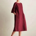 thumbnail image 1 of UPPADA Cotton Linen Dresses for Women Casual Summer Baggy Long Dress With Pockets Women's Plus Size Loose Fit Kaftan Dresses Solid Maxi Dress Half Sleeve Sundress, 1 of 7