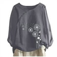 thumbnail image 1 of UPPADA Cotton Tee Shirts for Women Oversized Shirts for Women Loose Fit Cotton Tops floral Printing Shirt Buttons Short Sleeves Blouse Casual Tees Blusas Para Mujer Casuales 2025, 1 of 4