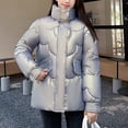 thumbnail image 1 of UPPADA Cropped Puffer Jacket Women Winter Puffer Jackets Trendy Button Down Coat Zip Up Winter Outwear with Pockets,Womens Ski Jacket Plus Silver,XXL, 1 of 6