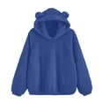 thumbnail image 1 of UPPADA Cute Sweaters for Womens Fall Trendy Fuzzy Pullover Tops Teddy Bear Ears Hoodies Solid Sweatshirts Casual Y2k Pullover Tops Blue,L, 1 of 8