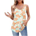 thumbnail image 1 of UPPADA Cute Tank Tops for Women Trendy Crewneck Floral Summer Tops Sleeveless Blouses Dressy Casual Graphic Tank Tops Orange,L, 1 of 5