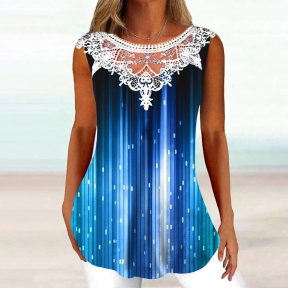 UPPADA Cute Tops for Women Womens Tops Summer 2024 Basic Tanks Gradient Lace Cami Tops Sleeveless Tunic Blouses Dressy Casual Pullover Vest Prime Early Access Deals 2024