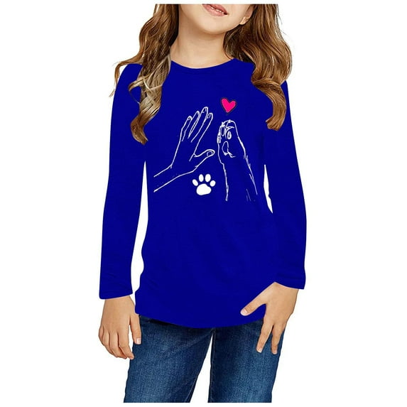UPPADA Cute Tops for Girls Funny Print T-Shirts Crew Neck Long Sleeve Pullover Casual Comfy Kids Shirts Graphic Sweatshirt 7 Years,Early