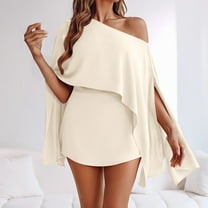 UPPADA Cute Winter Outfit,Women's 3 Piece 3 Piece Outfits for Women Dressy Off-Shoulder Multi Matching Lounge Sets for Ladies Batwing Sleeve Top with Bandeau Matching Shorts Set Beige,L