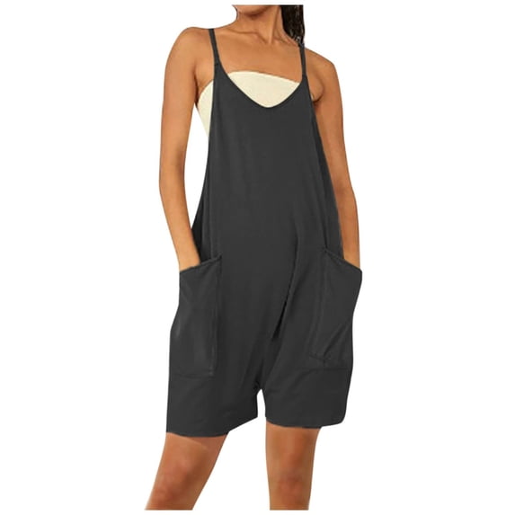 UPPADA Deals Of The Day Clearance Jumpsuits for Women Dressy Spaghetti Strap Jumpers Baggy Wide Leg Rompers Summer Plus Size Overalls with Pockets Overalls for Women Womens Jumpsuits Dressy
