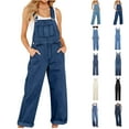 thumbnail image 1 of UPPADA Denim Jumpsuit for Women Sleeveless Summer Rompers Bib Overalls Denim Wide Leg Long Jumpsuit Baggy Denim Bib Overalls Loose Jean Jumpsuit Stretchy Pants with Pockets Savings Blue,XXL, 1 of 5