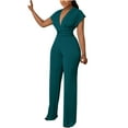 thumbnail image 1 of UPPADA Dressy Jumpsuits for Women Evening Party Long Sleeve Sequin Overall Suit Business Casual Overalls Wide Flared Pants Army Green,L, 1 of 7