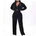 thumbnail image 1 of UPPADA Fall Outfit Sets for Women 2 Piece Outfits Velvet Sweatsuit Set Casual Long Sleeve Pullover Tops and Wide Leg Sweatpant Tracksuit Sets Lounge Matching Set Black,L, 1 of 7