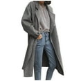 thumbnail image 1 of UPPADA Fall Peacoats for Women Wool Blend Notched Lapel Single Breasted Coat Winter Button Long Sleeve Jackets Outerwear Warm Overcoats Gray,S, 1 of 5