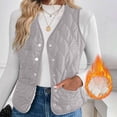 thumbnail image 1 of UPPADA Fall Puffer Jackets for Women Trendy Puffer Vest Lightweight Stand Collar Sleeveless Quilted Jackets Button Fall Spring Zip up Coat Outerwear Snow Coats for Women Gray,M, 1 of 8