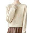 thumbnail image 1 of UPPADA Fall Sweaters for Womens Plus Size Basic Sweatshirts Trendy Mock Neck Tops Winter Long Sleeve Turtleneck Sweater Pullover for Ladies Winter Clothes Beige,M, 1 of 3