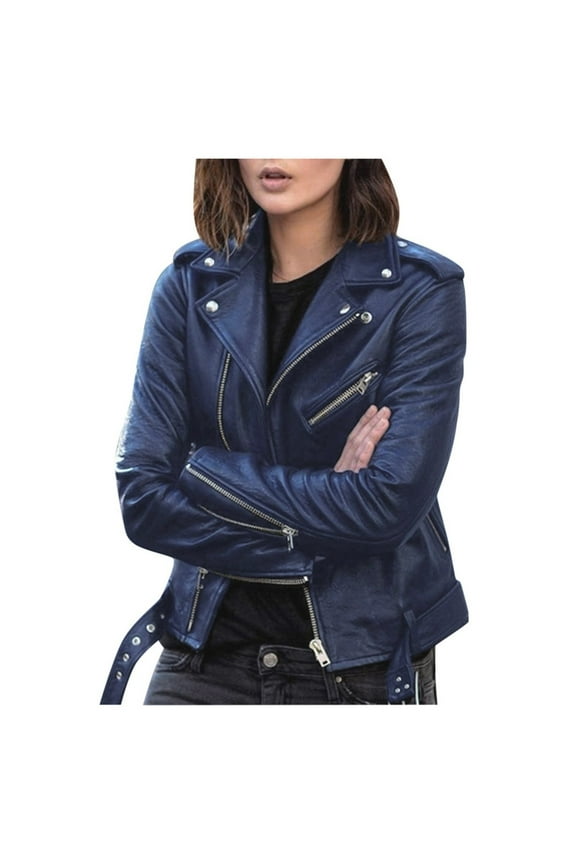 Faux Leather Jackets for Women,Women's Plus Size Trendy Moto Biker Short Coats Slim Fit PU Outerwear for Fall Winter