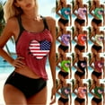 thumbnail image 1 of UPPADA Flag Tankini Swimsuits for Women 2 Piece Tankini Swimsuits Tummy Control Bathing Suit with Shorts V Wire Tankini Top Ribbed Swimwear Army Green Swimsuit for Women,L, 1 of 6