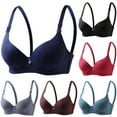 thumbnail image 1 of UPPADA Front Button Wireless Bras for Women Push Up Function Bras Plus Size Option Bras Back Comfy Fix Bras Soft Fabric Bras Adjustable Straps Bras Daily Wear Bras,Blue,XL, 1 of 7