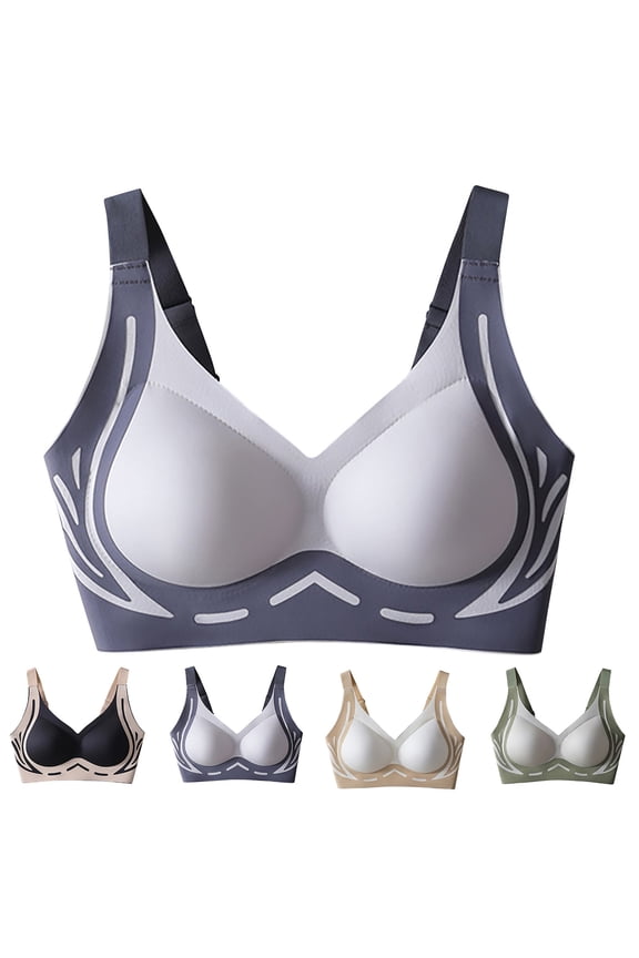Front Closure Bras for Older Women Plus Size Bras Full Coverage Bras Wirefree Push Up Bras Minimizer Function Bras with padding Underwire Bras Wide Back Band Bras,Green,XXL