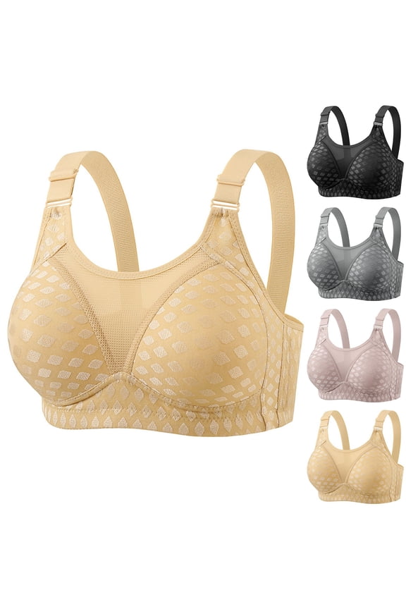 Front Closure Comfort Bras for Older Women Comfy Style Bras Comfortable Supportive Structure Bras No Underwire Bras Wide Band Bras Push Up Back Comfy Fix Bras,Pink,38