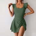 thumbnail image 1 of UPPADA Full Coverage One Piece Swimsuit Womens Ruffle Swimsuit Casual Solid Color Swim Dress Cute Modest Swimsuits Full Coverage One Piece Swimsuit Tummy Control Bathing Suits Army Green,L, 1 of 9