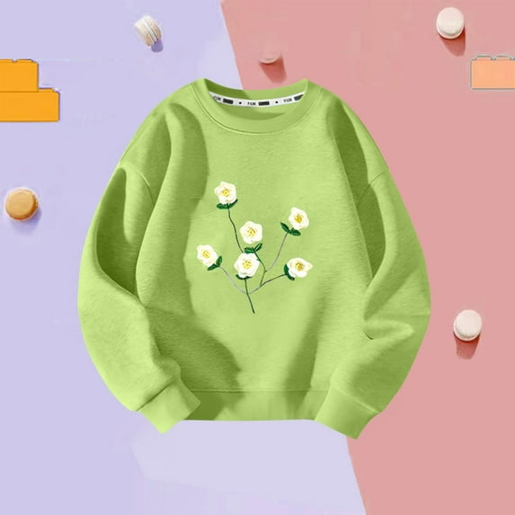 UPPADA Girls Letter Print Shirts Unisex Kids Clothes Casual Crewneck Sweatshirts Long Sleeve Pullover Tops Boys and Girls Tops Cute Outfits 7 Years,