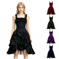 thumbnail image 1 of UPPADA Halloween Costumes For Womens Sleeveless Irregular Gothic Dress Ruffle Steampunk Dress Corset Square Neck Layers Dress, 1 of 5