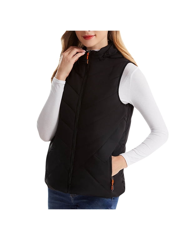 Heated Vest Women 8 Zone Smart Heating Vest Usb Charging Warm Vest Smart Heating Jacket Stand Collar Vest Ski Coat for Women Electric Heater Vest Black,M