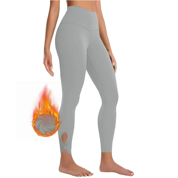 UPPADA High Waist Leggings for Women Long Fleece Lined Winter Leggings Water Resistant High Waisted Thermal Warm Pants Running Hiking Work Out Pants Winter Saving Gray,XXL