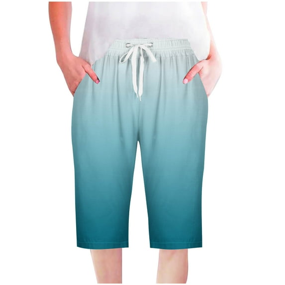 UPPADA High Waisted Shorts Plus Size Shorts for Women Baggy Cotton Linen Short Pants Knee Length Sweatshort Elastic Waist Sweatshorts Pockets of Day Sale 2025 Date of Day Sales