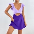 thumbnail image 1 of UPPADA High Waisted Womens Bikini Sets Two Piece Swimsuits Color Block Flattering Bathing Suits Bikini Sets 2 Piece Swimsuit Scoop Neck Spaghetti Straps Swimwear Purple,S, 1 of 7