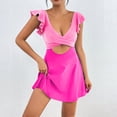 thumbnail image 1 of UPPADA High Waisted Womens Bikini Sets Two Piece Swimsuits Color Block Flattering Bathing Suits Bikini Sets 2 Piece Swimsuit Scoop Neck Spaghetti Straps Swimwear Hot Pink,S, 1 of 7