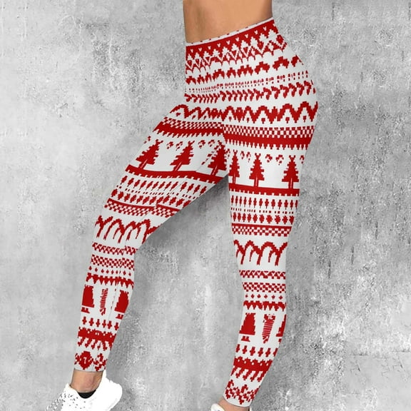 UPPADA Holiday Leggings for Women Christmas High Waisted Leggings No See Through Tummy Control Cycling Workout Yoga Pants Winter Saving White,XXL