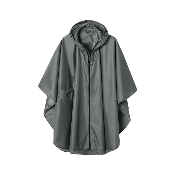 UPPADA Hooded Rain Ponchos for Adults Plus Size Waterproof Zip up Raincoat Jackets Lightweigh Trench Coats Rain Parkas with Pocket,Petite Rain Coats for Women Gray XL