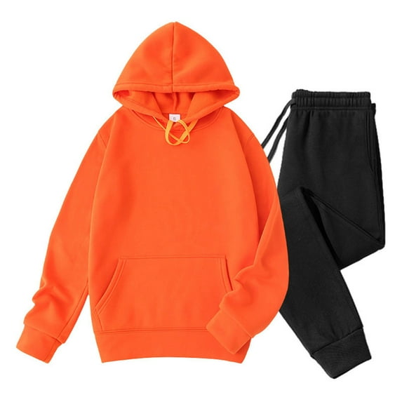 UPPADA Hoodies Tracksuit Sweatsuits for Women 2 Piece Comfy Set Hooded Sweatshirts and Sweatpant Lounge Set Jogger Sweatsuits Orange,M