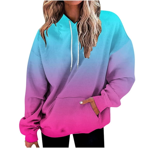 UPPADA Hoodies for Womens Plus Size Pullover tops Loose Long Sleeve Tie Dye Printed Sweatshirt tops Casual Trendy Hoodies with Pockets
