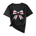 thumbnail image 1 of UPPADA July 4th Shirts for Women Summer American Flag Tops Graphic Independence Day Tee Tops Usa Flag Star Stripes Printed Patriotic T-Shirt Top,Womens Tops 3/4 Length Sleeves Black,L, 1 of 4