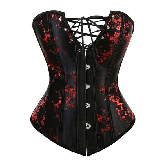 UPPADA Lace Up Corset Top On Sale,Womens Corset Tops Steampunk Corset Lace Up Top Overbust Corset Floral Corset Top Corset Bustier Top Cute Underbust Corset Top