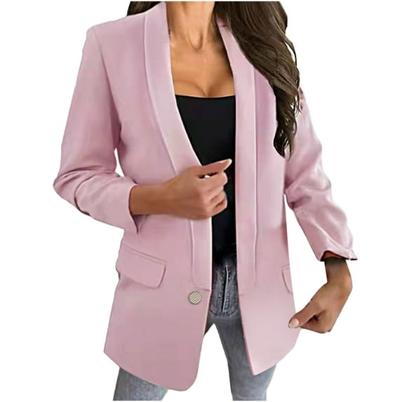 UPPADA Ladies Blazers Clearance Women's Blazer Business Solid Long Sleeve Suit Lapel Open Front Cardigan Long Sleeve Blazer Casual Jacket Coats
