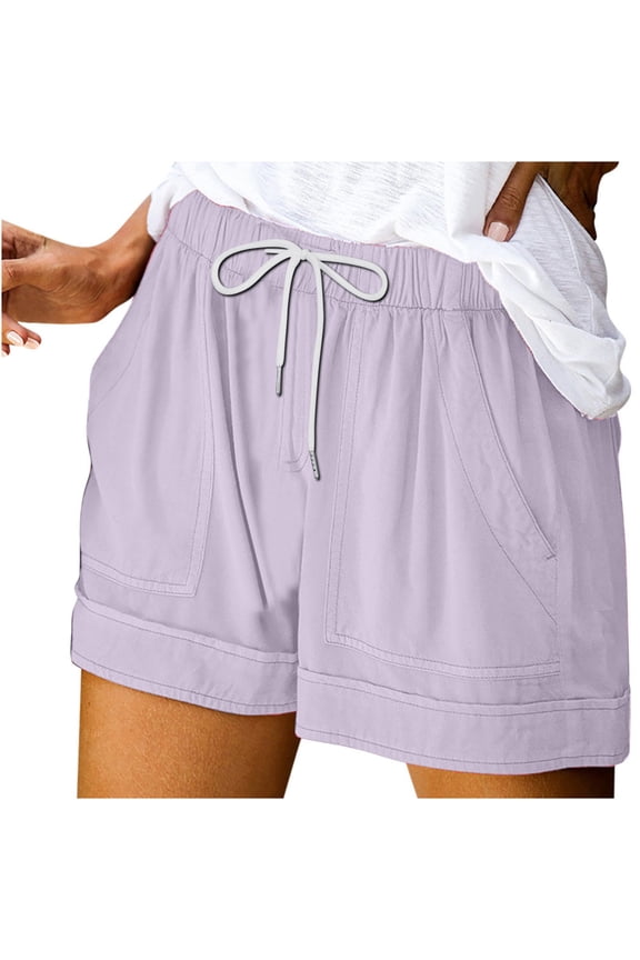 Linen Shorts for Women Womens Shorts Casual Drawstring Sweatshorts Classic Solid Color Pant Stretch Wide Leg Bottoms Y2K Lounge Shorts of Day