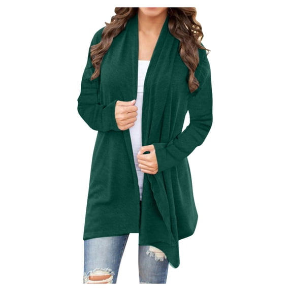 UPPADA Long Button Down Cardigans for Women Dressy Cardigan Open Front Sweater Open Back Sweatshirts with Pockets Green,XXL