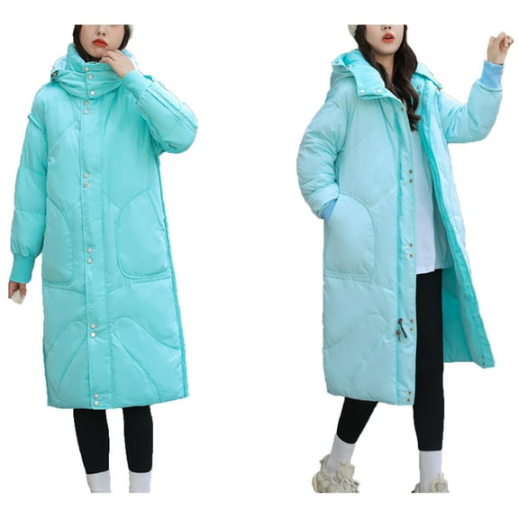 UPPADA Long Coats for Women Winter Puffer Overcoats with Hood Plus Size Winter Coats Thicker Down Cotton Jacket Coat Warm Puffer Jacket Winter Clothes Blue,xl Winter Coats for Women