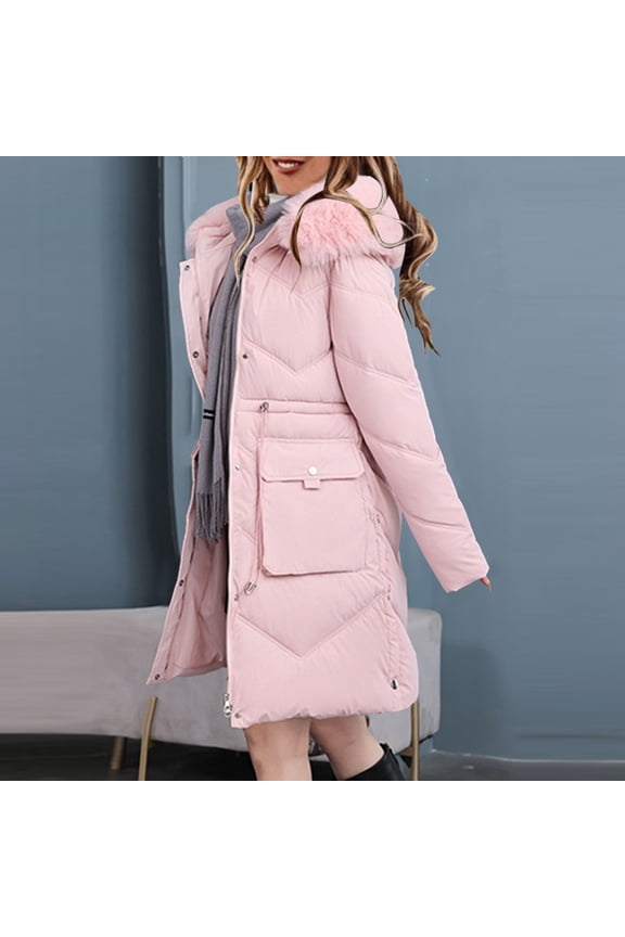 Long Coats for Women Winter Puffer Overcoats with Hood Plus Size Winter Coats Thicker Down Cotton Jacket Coat Warm Puffer Jacket Winter Clothes Pink,3xl Winter Coats for Women