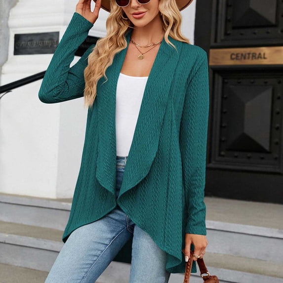 UPPADA Long Knit Cardigan for Women Trendy Lightweight Long Sleeve Open Front Cardigans Casual Outfits Work Suit Irregular Hem Cardigans Army Green,XXL