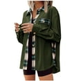 thumbnail image 1 of UPPADA Long Sleeve Plaid Shirts for Womens Chest Pocket Casual Button Down Collared Shirt Jacket Spring Blouse Loose Fit Streetwear with Pockets Army Green,S, 1 of 8