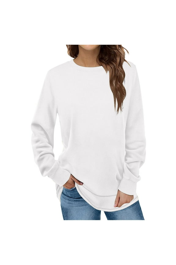 Long Sleeve Tunic Tops for Women to Wear with Leggings Basic Solid Color Plain Blouse Shirts Comfy Soft Tunics Tees