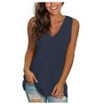 thumbnail image 1 of UPPADA Loose Fit Tank Tops for Women Beach Vacation Clothes V Neck Trendy Tees Sleeveless Shirts 2025 Tank Tops Summer T Shirts Casual Basic Tanks Woman Clothes Navy,XL, 1 of 3