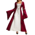 thumbnail image 1 of UPPADA Medieval Corset Dress Women Lace Up Ren Fair Dress Retro Peasant Victorian Ball Gown Halloween Costume Red,XXL, 1 of 8